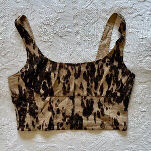 Cotton Linen Animal Print Crop Banana Republic